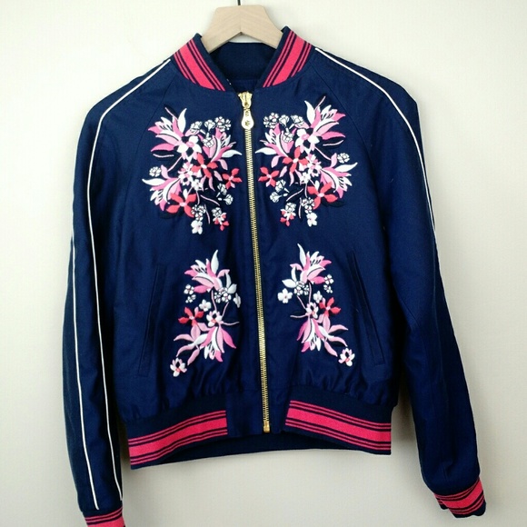 Draper James Jackets & Blazers - Draper James Floral Embroidered Bomber Jacket S